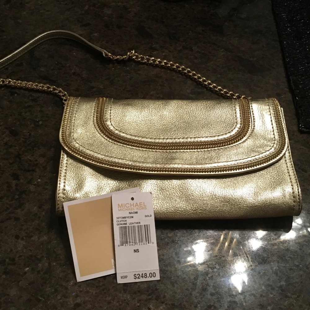 Gold leather Micheal Kors Evening bag