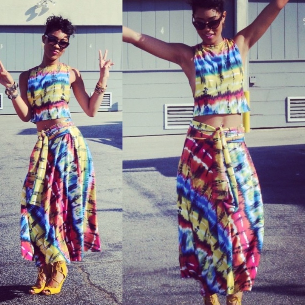 Colorful 2 piece skirt set