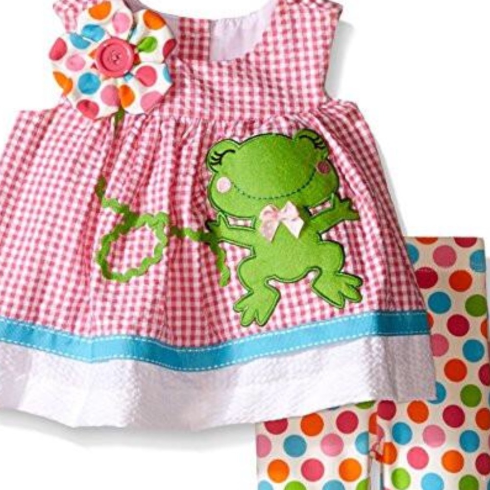 Brand New Frog Seer Sucker 2pc Outfit
