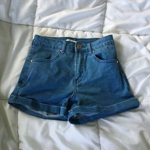 High waisted denim shorts
