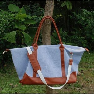 Seersucker Weekender Tote