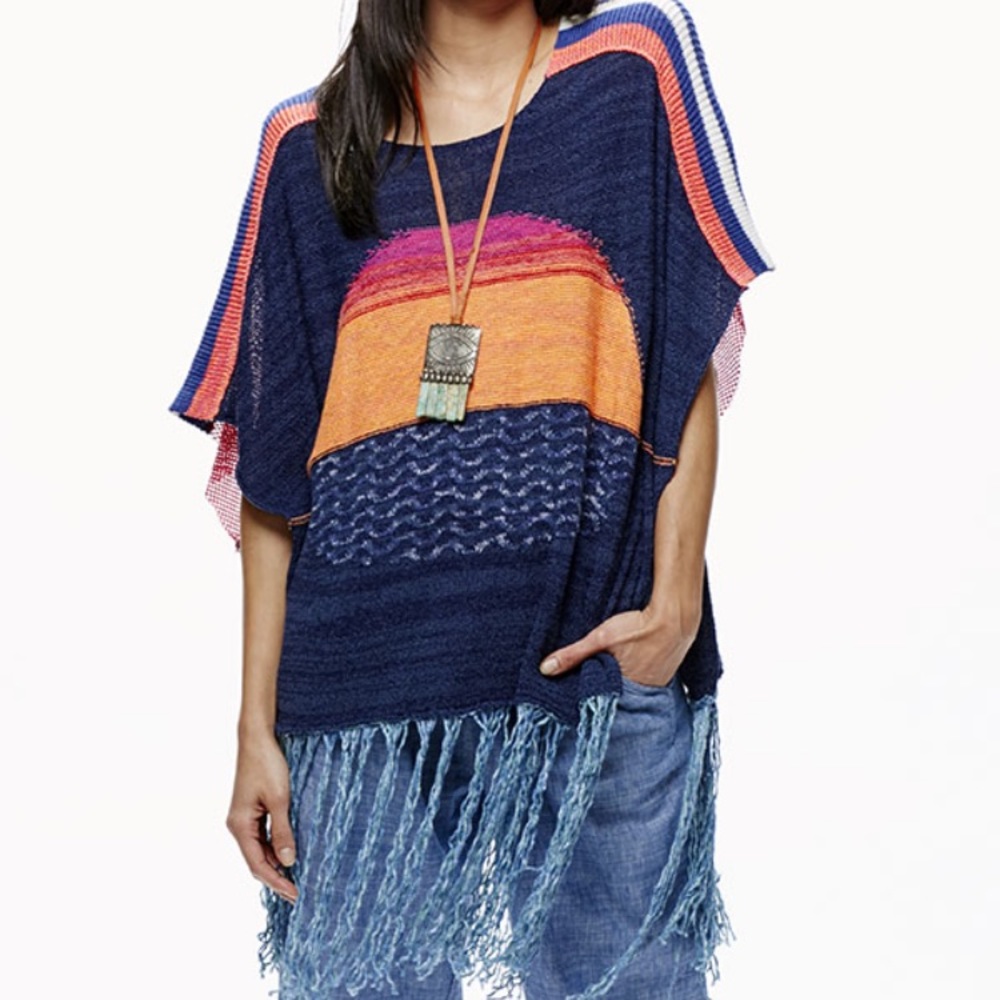 • Free People • Sunset Fringe Sweater M L - Picture 2 of 6