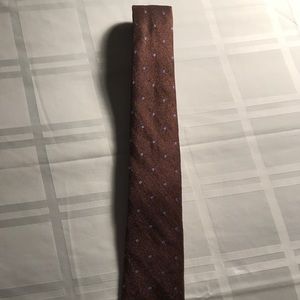 David Donahue Woven Brown and Light Blue Dot Tie