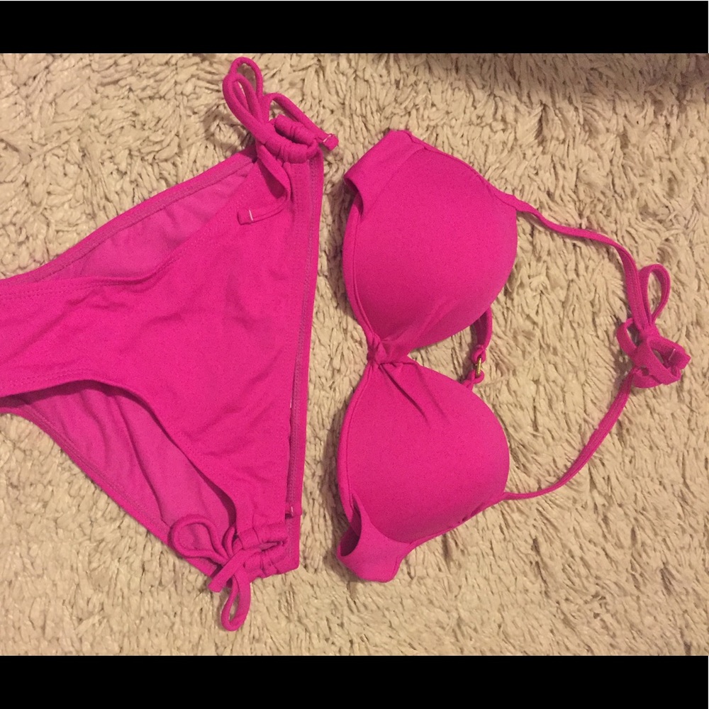 Hot pink bathing suit!