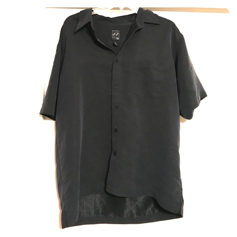 Anchor Blue black button up