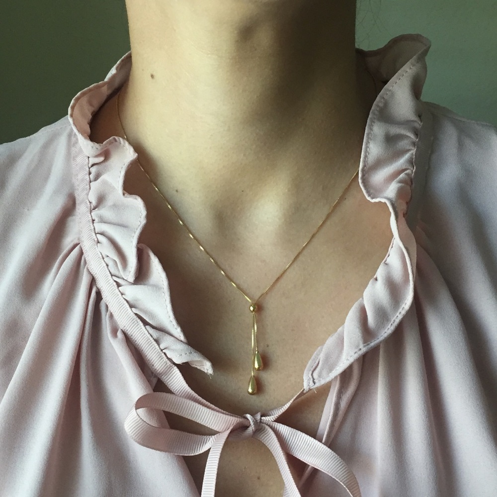 14k Gold 17" Negligee Tassel Necklace