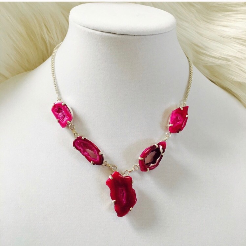 Pink Druzy statement necklace