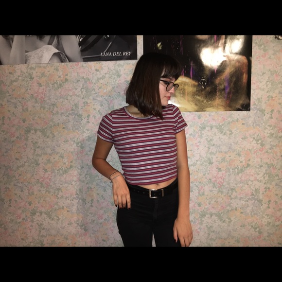 Striped Crop Tee - Picture 1 of 3