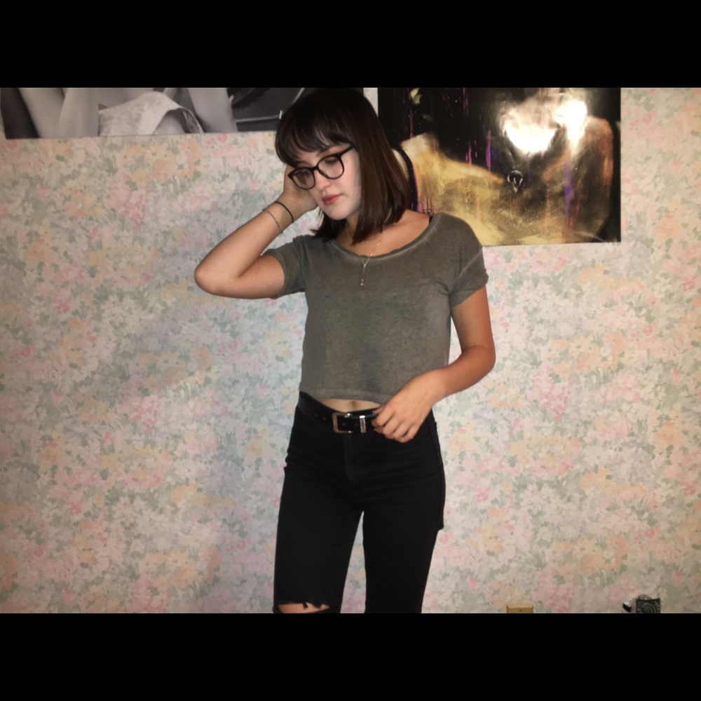Faded Army Green Crop Top