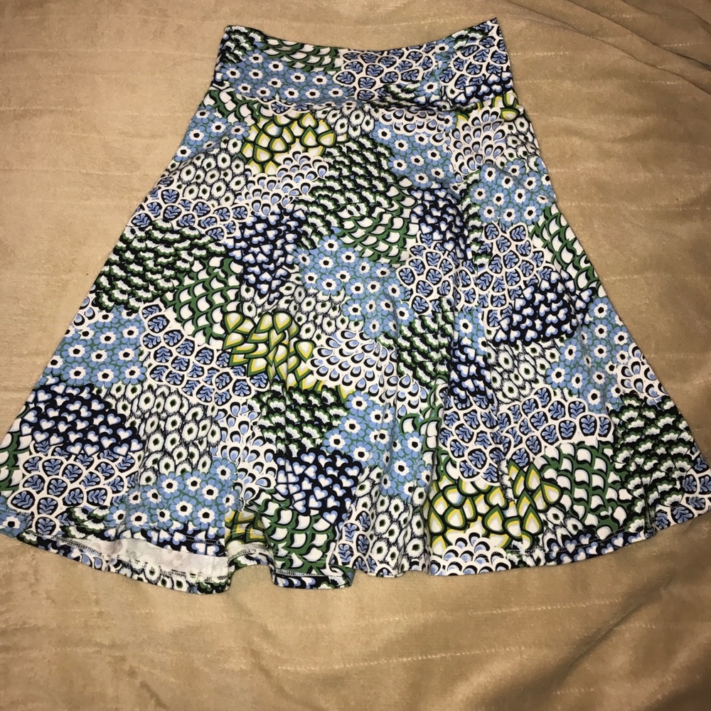 Blue peacock patterned skirt