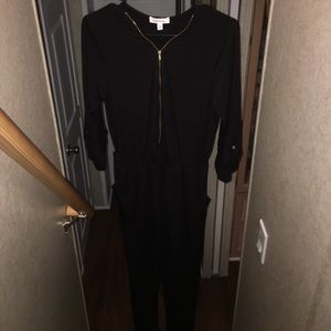 black zip up jumpsuit