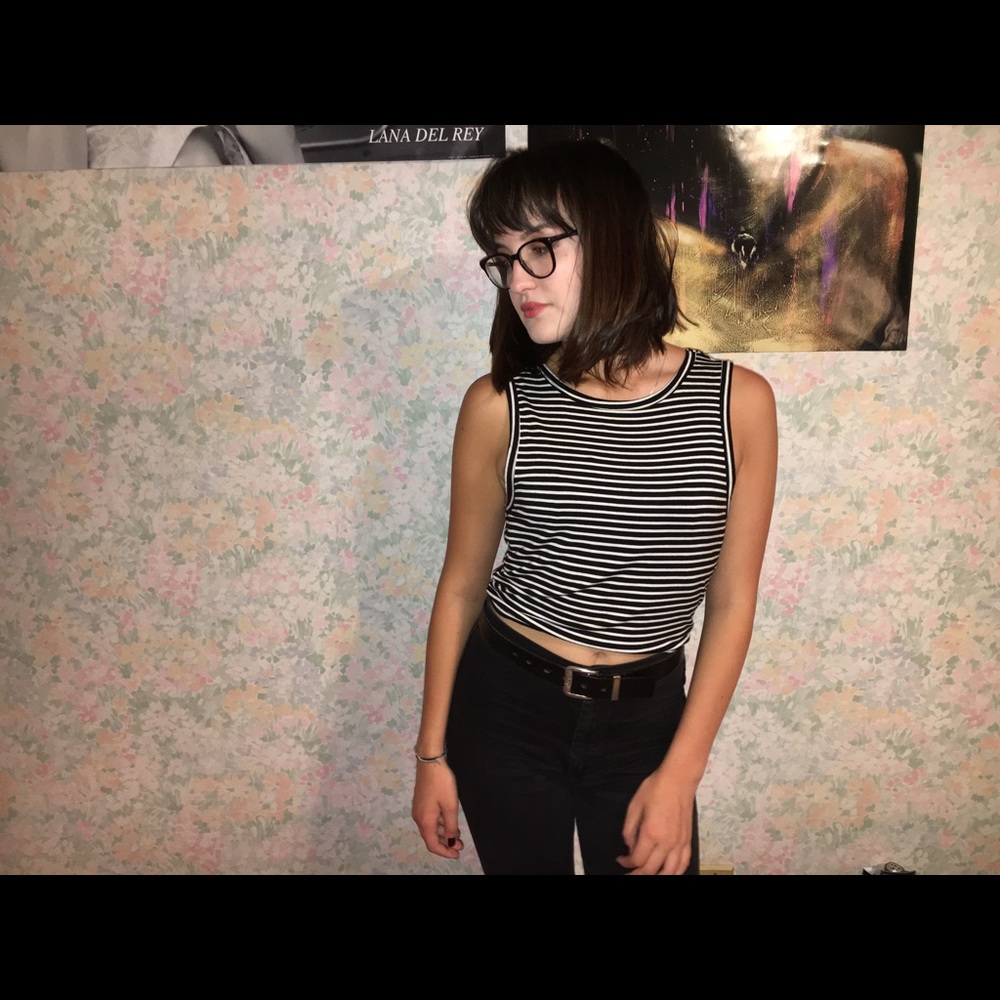 Striped Black and White Crop Top