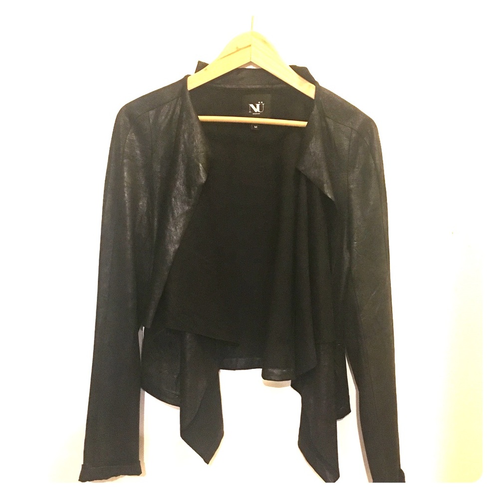 NÜ Denmark Faux Suede Drape Front Jacket