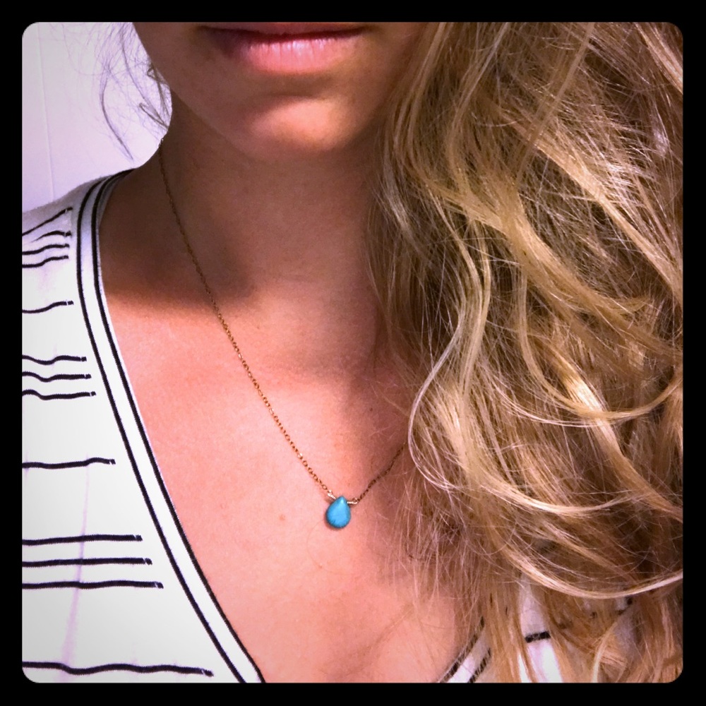Turquoise boho teardrop necklace