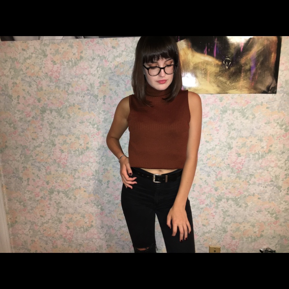 Turtleneck Brown Sleeveless