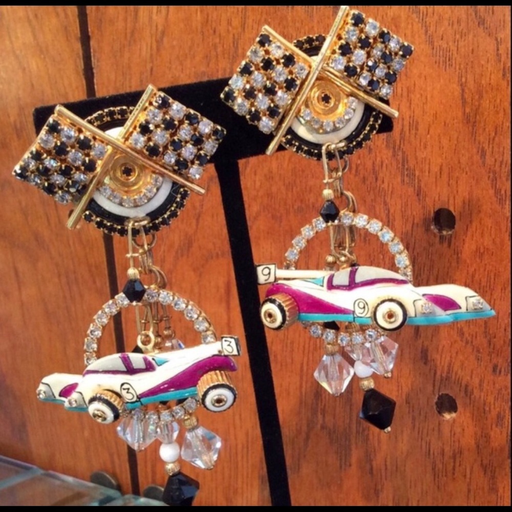 NEW - CUSTOM MADE ARTISAN CORVETTE EARRINGS - Picture 7 of 8