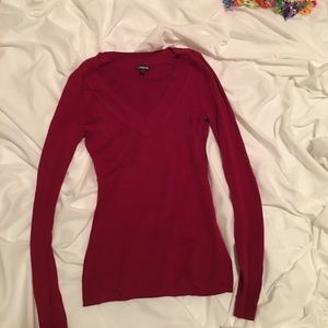 Express, red, casual sweater.