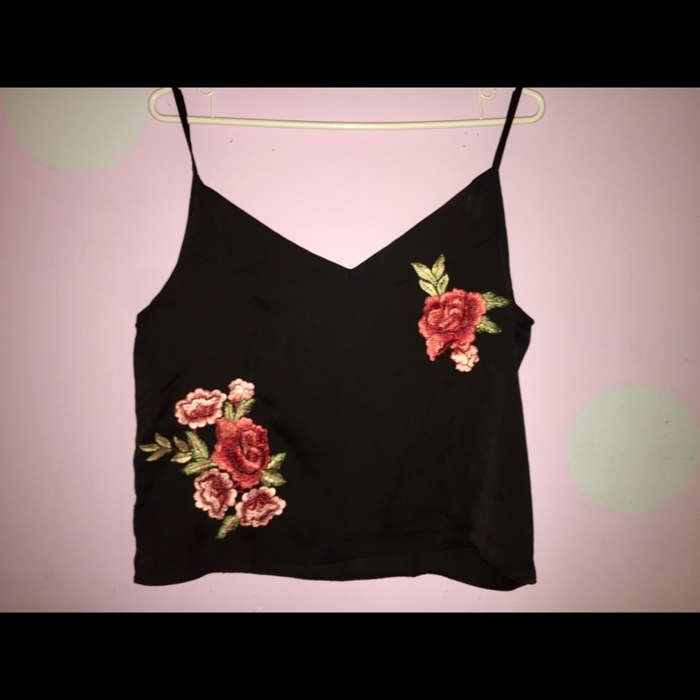 embroidered rose tank top