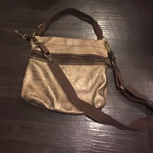 Fossil Brown leather crossbody purse