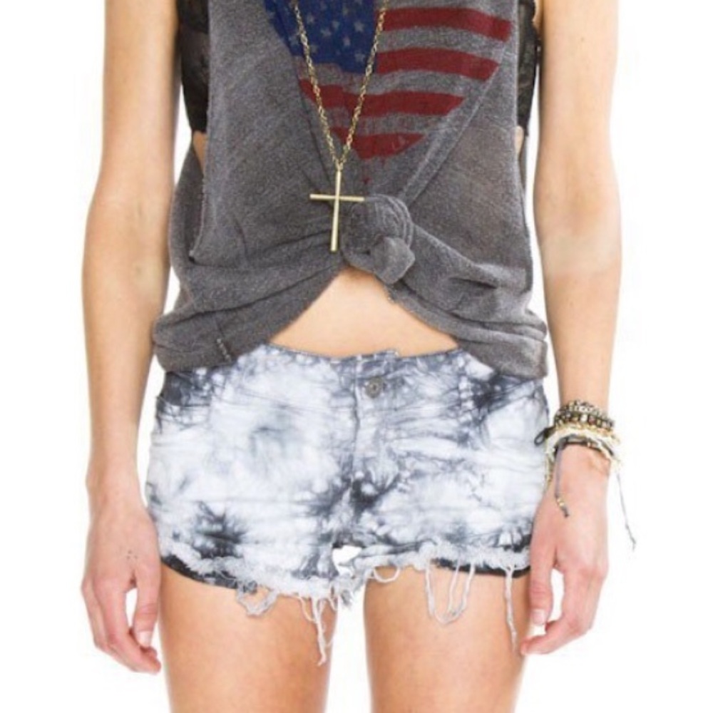 Brandy Melville Tie-dyed distressed shorts