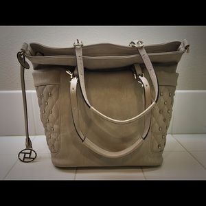 Taupe Tote with Quilted Details