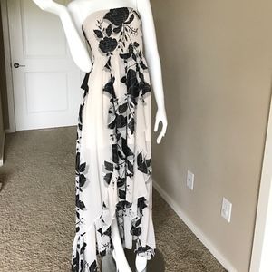 bebe strapless high-low dress