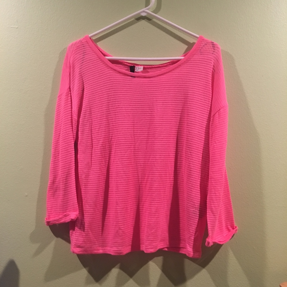 PINK STRIPED LONG SLEEVE SHIRT