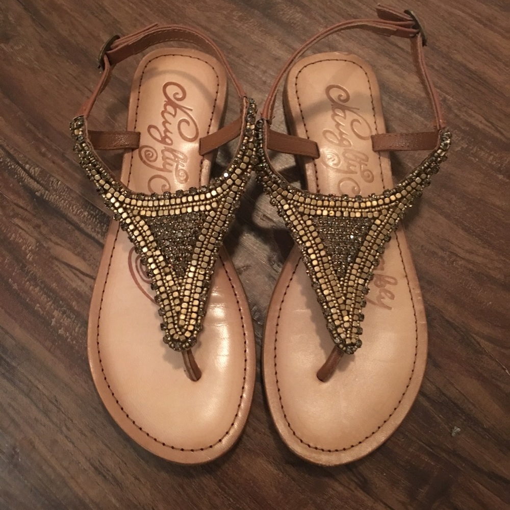 Gold and brown flats- size 7.5