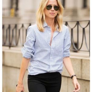 J. Crew Stretch Perfect Striped Button down sz M