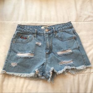 High Waisted Jean Shorts W/ Patches!