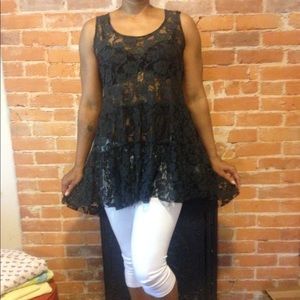 a'reve Black Lace Tank Dress