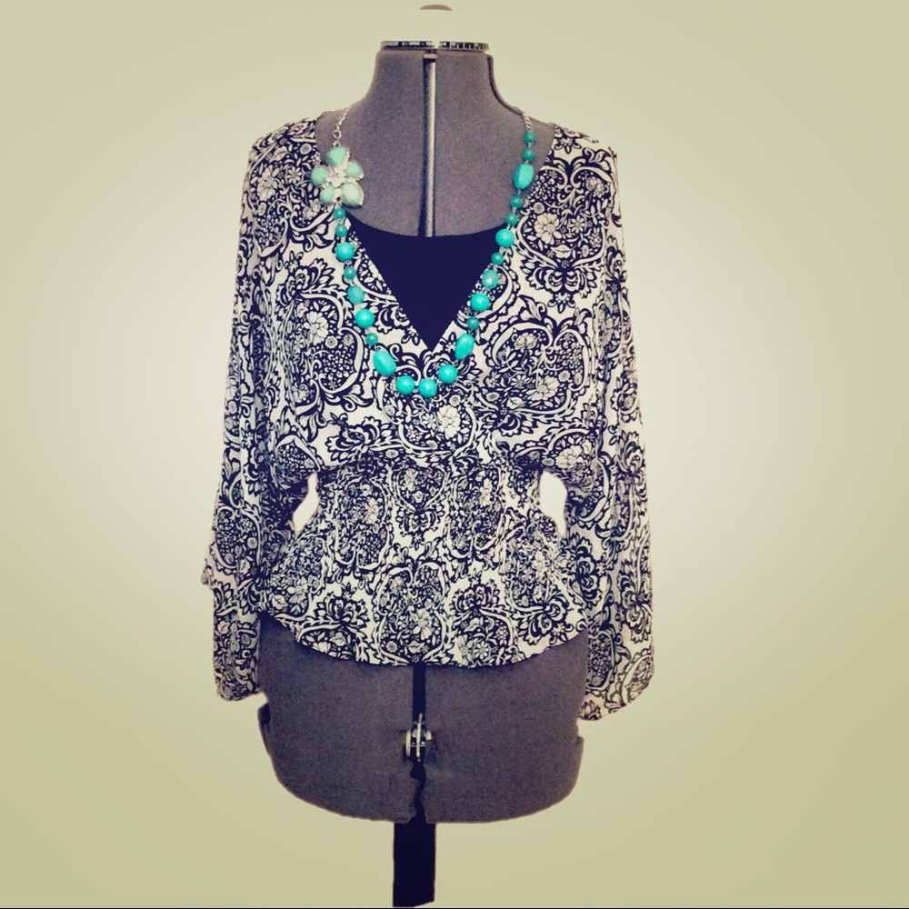 Worthington black and white top.