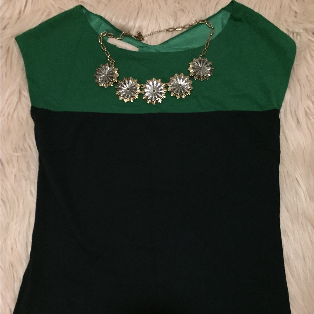 Banana Republic Dark Blue & Green Color Block Top