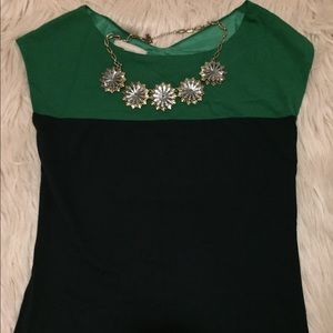 Banana Republic Dark Blue & Green Color Block Top