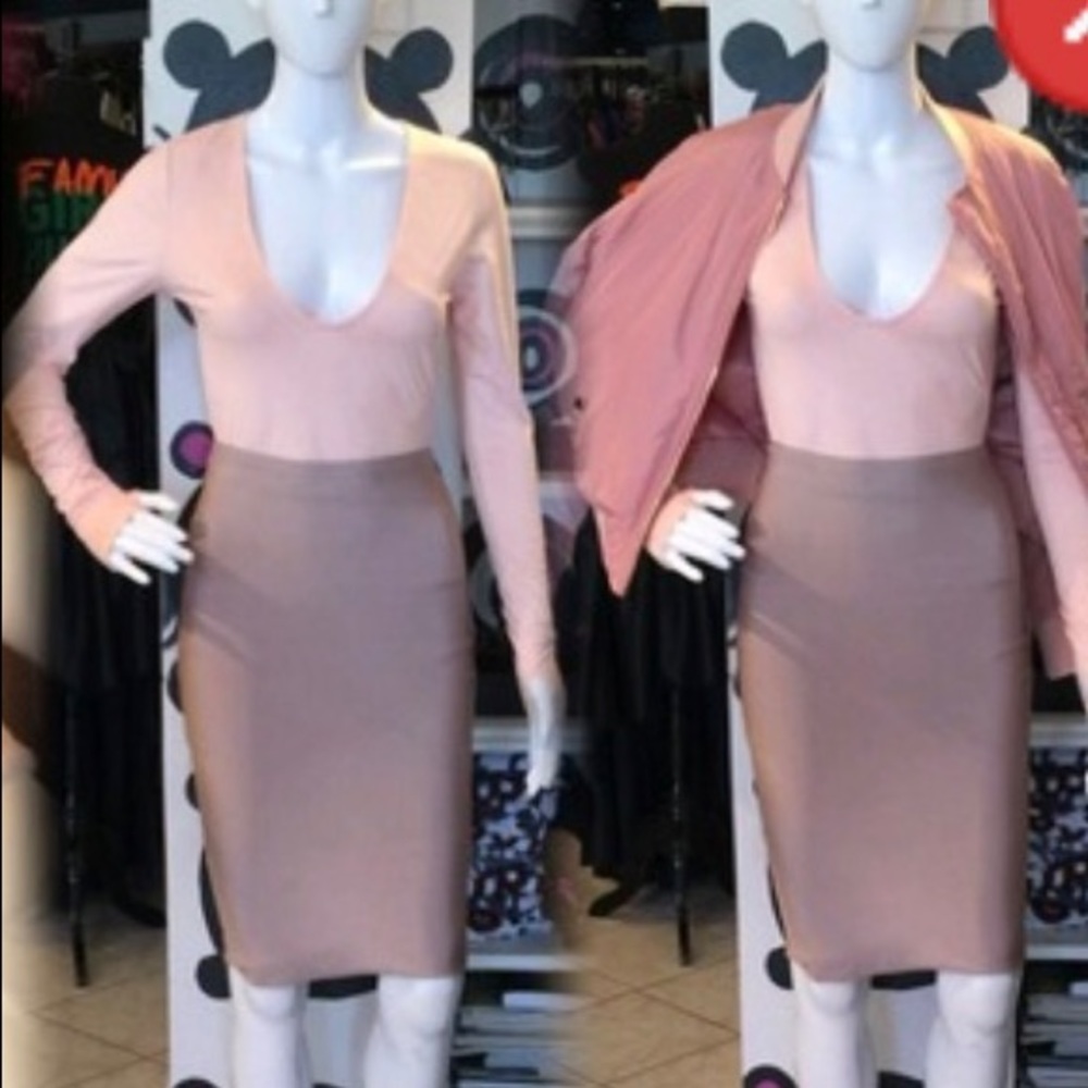 NWOT Flirty Pink Suede Bodysuit