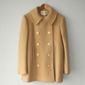 Calvin Klein vintage wool camel winter pea coat