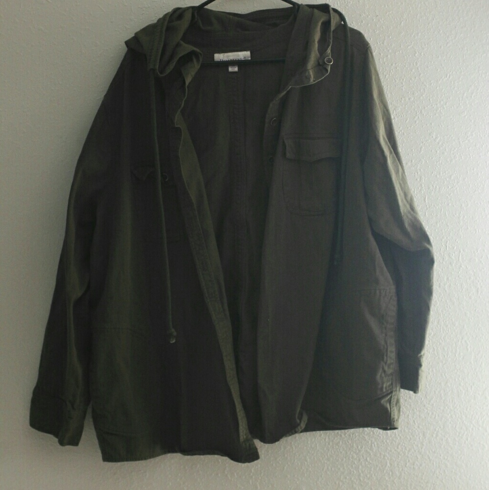 Roaman's army green hooded jacket sz 24