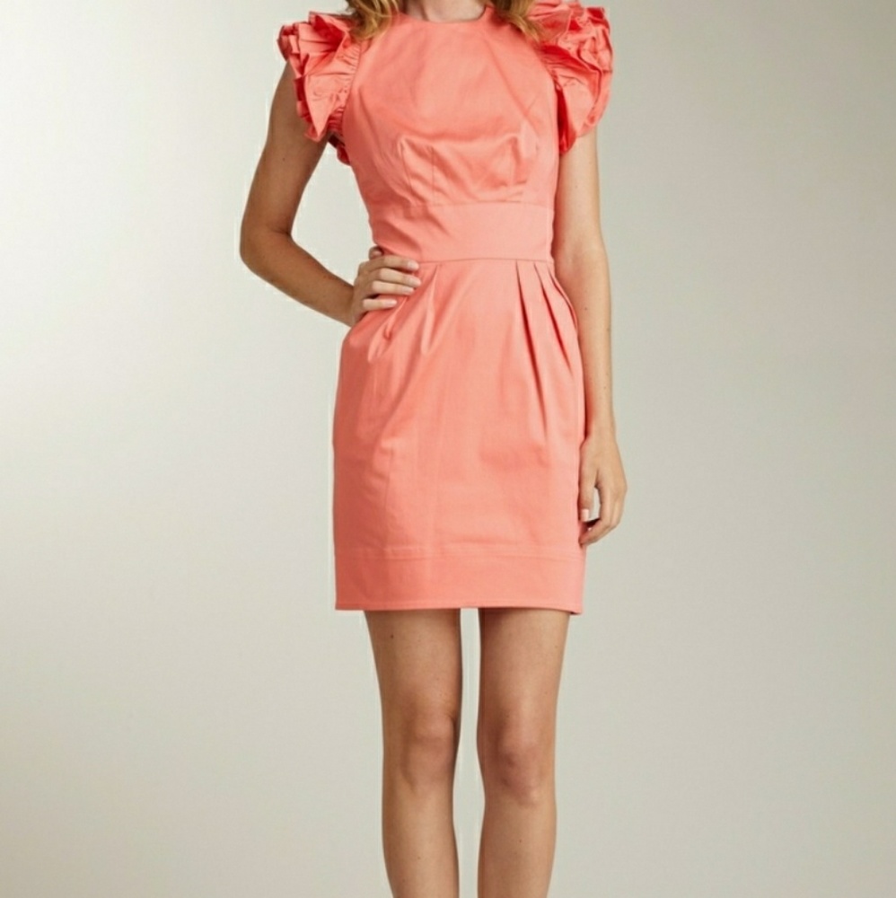 Jessica Simpson-Ruffled fluttered sleeve dress