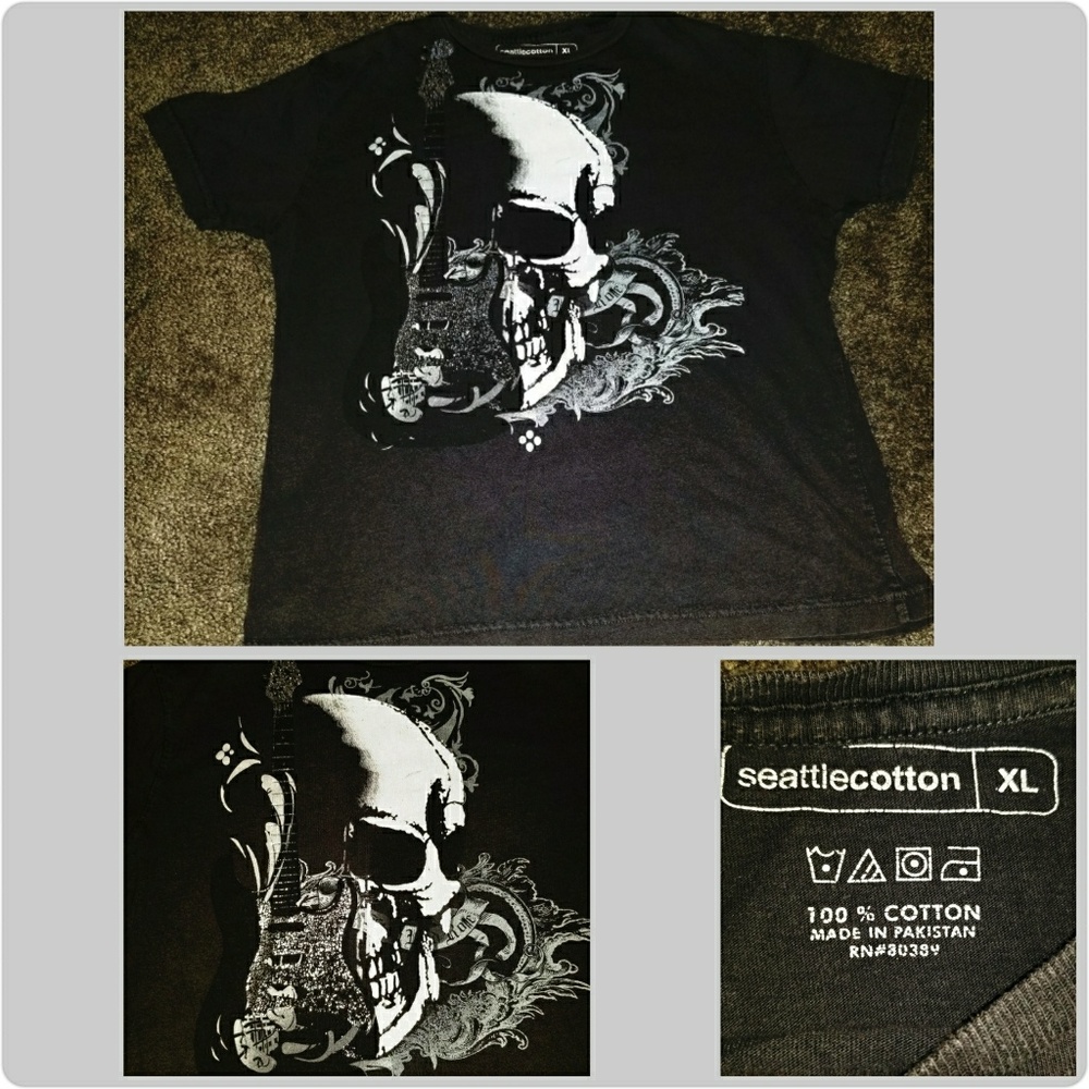 Boys Skull/Guitar Graphic T-Shirt Size XL