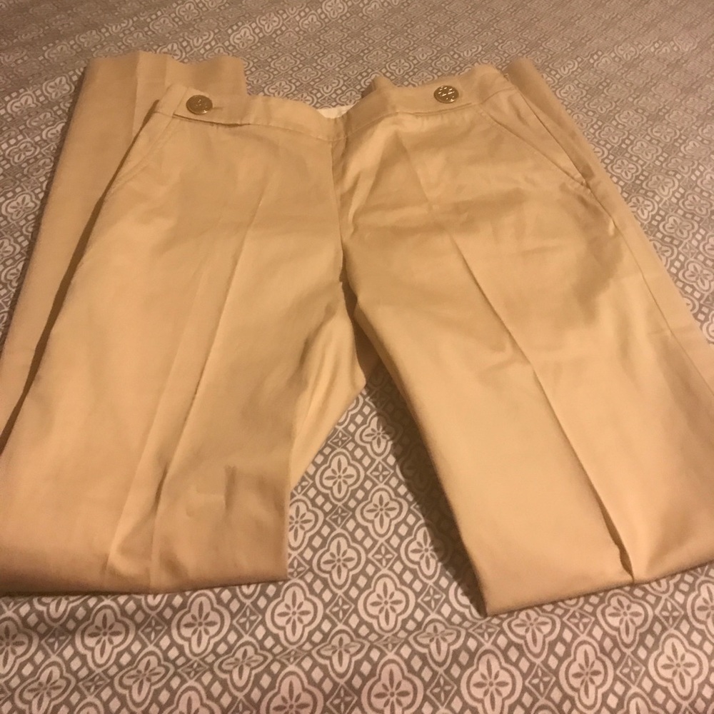 Khaki Tory Burch boot cut pants