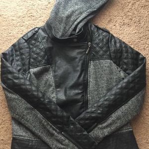 Black leathered hoodie