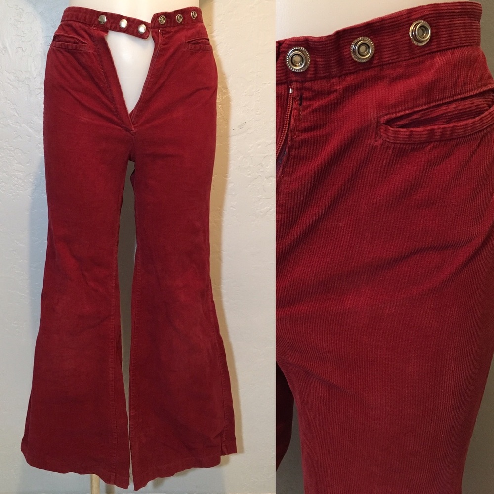 Vintage high waisted red corduroy bell bottom pant