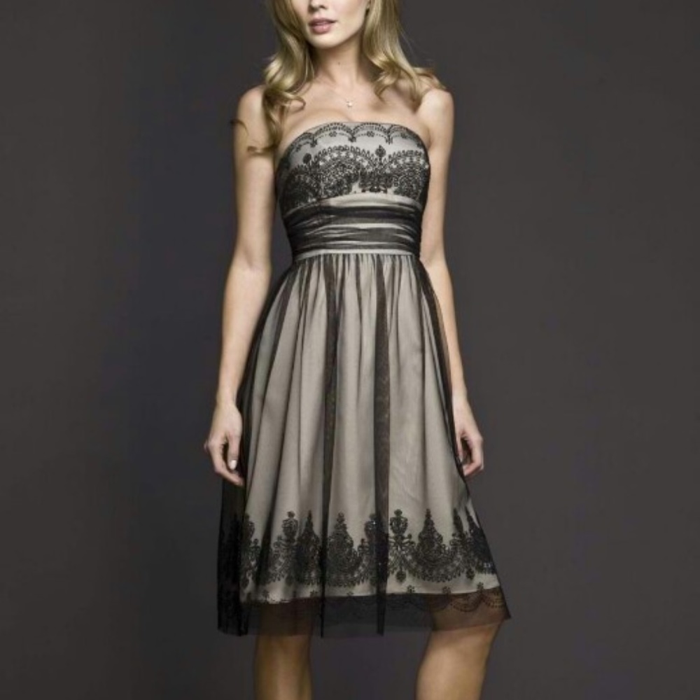 Strapless Tulle Dress with Black Caviar Beading