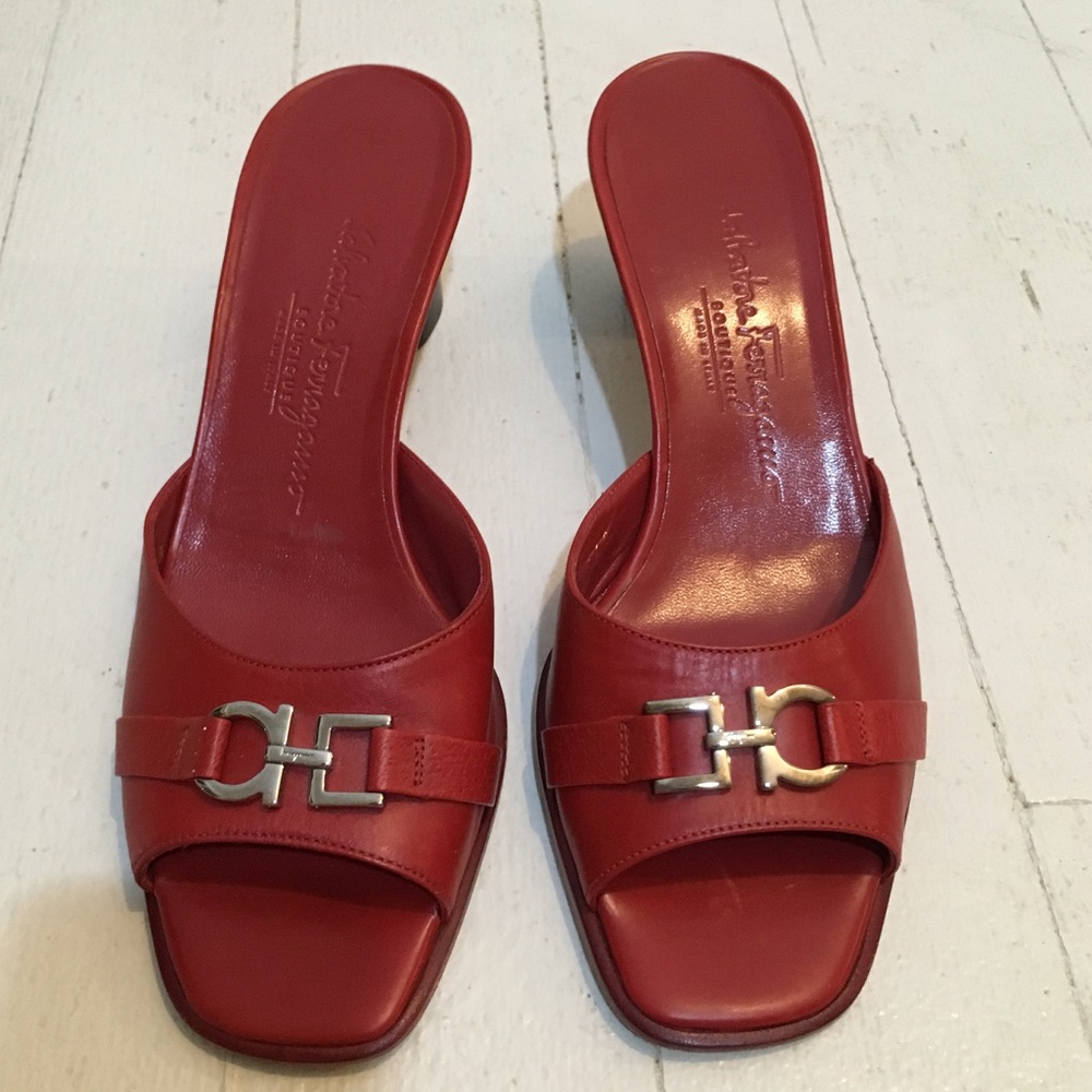 Authentic Salvatore Ferragamo slide mules sandals
