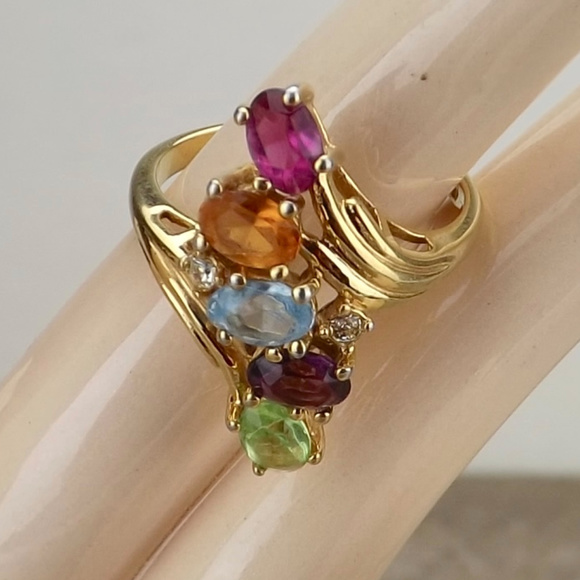 Ross Simons Jewelry - vintage cocktail ring multi gemstones 7 gem stone