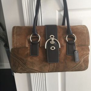 Coach Suede Soho Buckle Flap Satchel Light brown