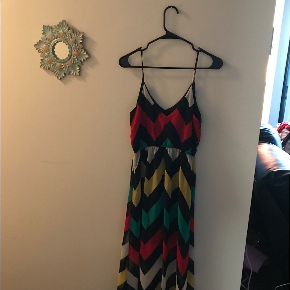 Red, white and green Chiffon maxi
