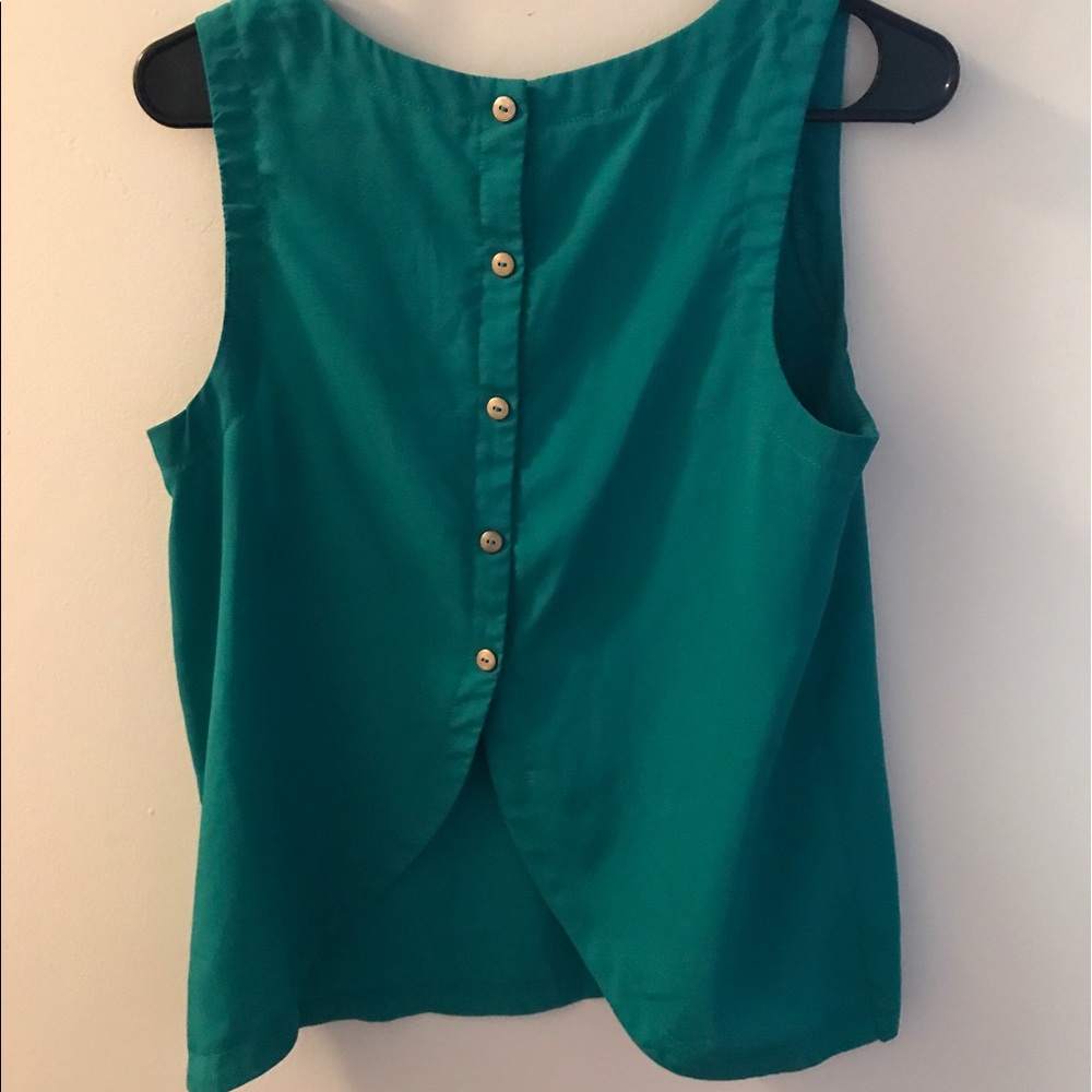 Teal Tank with Button Back