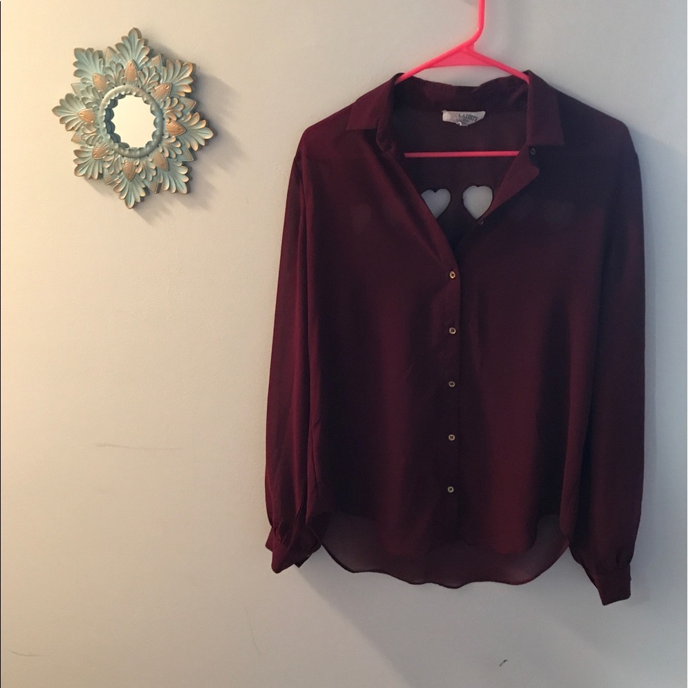 Maroon Chiffon Cut Out Top