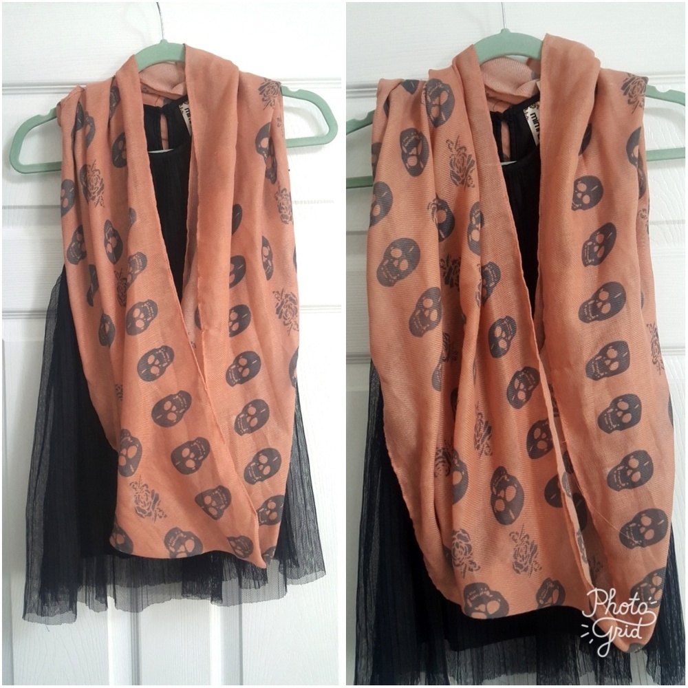 Gray and pink Infinity Scarf